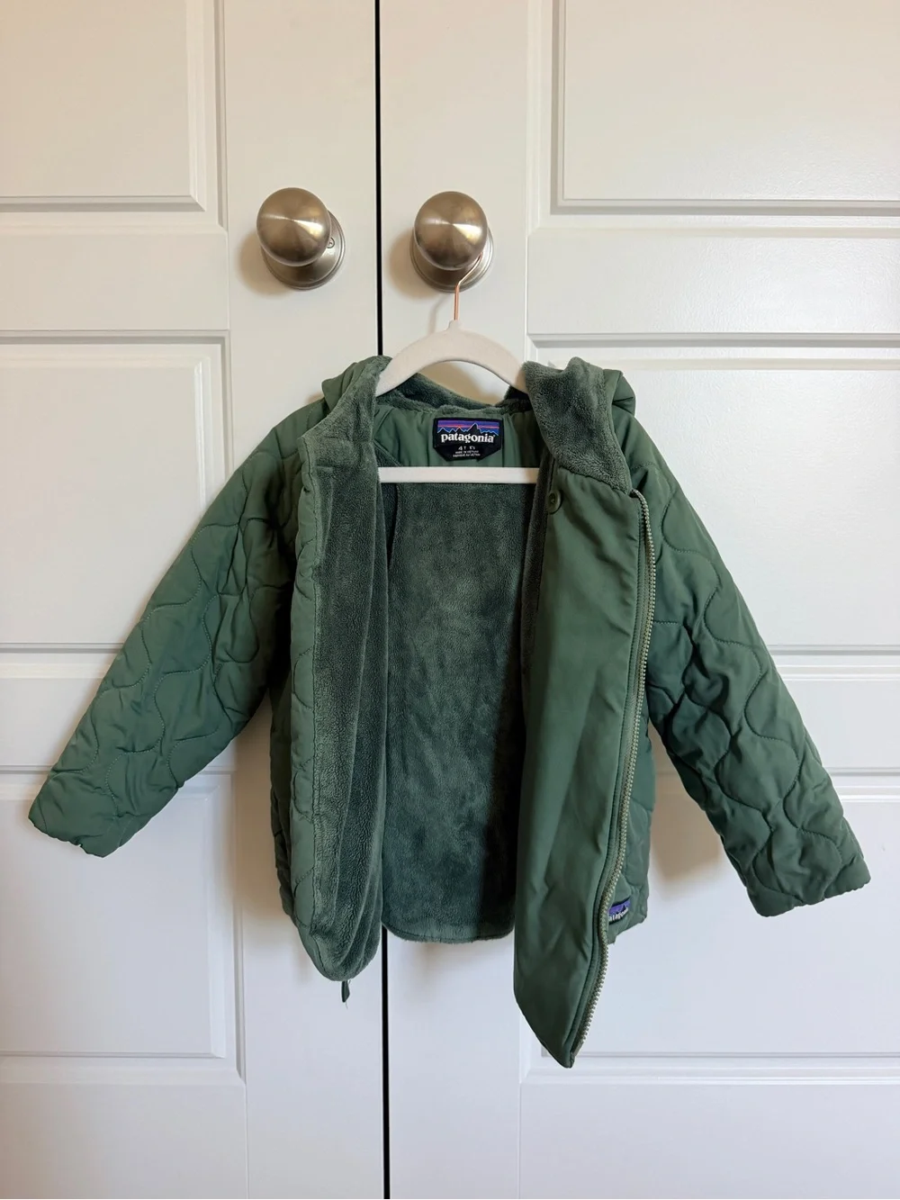 Patagonia Olive Green Quilted Kids Jacket and Snow Pants